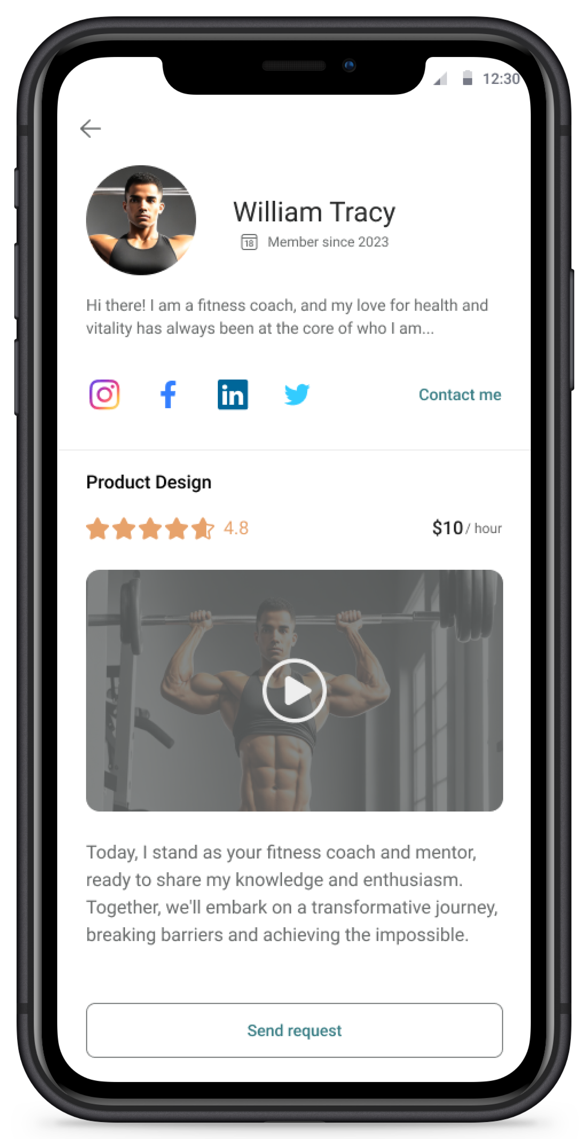Aimify App-Ansicht — Coach-Profil